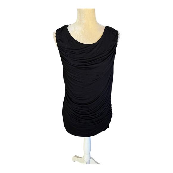 Laundry by Shelli Segal Black Sleeveless Ruched Draped Tank Top Blouse Large NEW - Picture 1 of 10